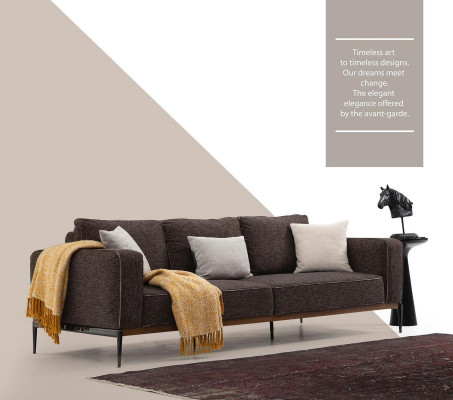 Three Seater Sofa 3 Seater Fabric Modern Sofas Design Living room Gray