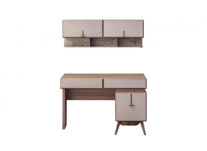 Beige Desk Luxurious Office Desk Wall Cabinet Computer Desk Set