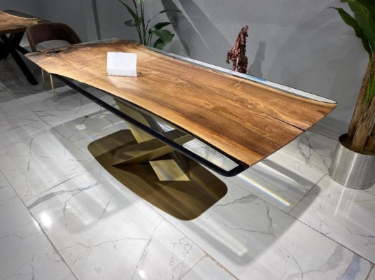 Dining room table Conference tables Dining table Epoxy resin Table Wood Brown