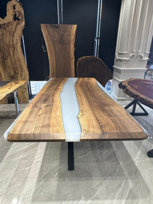 Dining room table Kitchen table Dining table Epoxy resin Table 240 cm Wood Brown