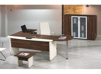 Classic office furniture set 3-piece corner office table Complete Office Wood Brown