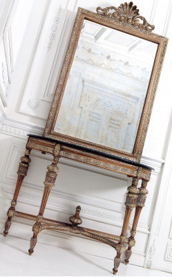 Furniture Style Baroque Console table Mirror Wood Italian Tables Consoles 2pcs.