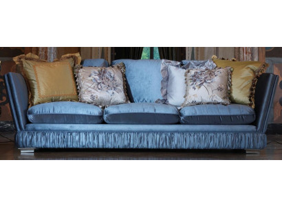 Classic Triple Sofa Color Blue Living room Textile Sofa Classic