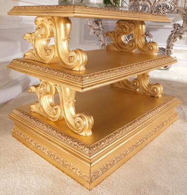 Side table Real wood Baroque Rococo Coffee table Side tables Classic Furniture