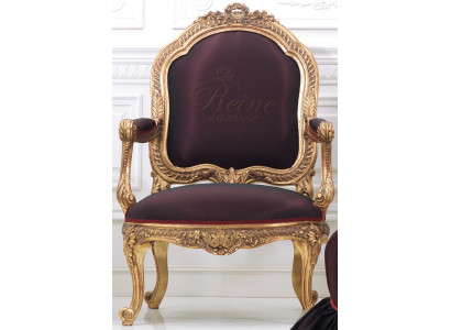 Chair Throne Baroque Rococo Textile 1 Seater Sofa Upholstery Armchair Italian Furniture