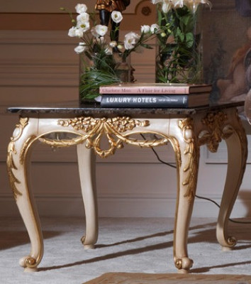 Luxurious square side table with carved legs