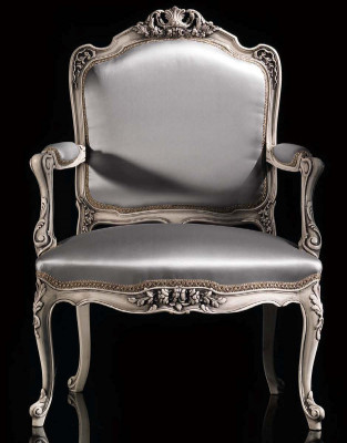 Dining room Chairs Luxury Armchair Chair Wood Silver Throne Baroque Living room Furniture