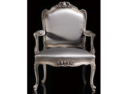 Dining room Chairs Luxury Armchair Chair Wood Silver Throne Baroque Living room Furniture