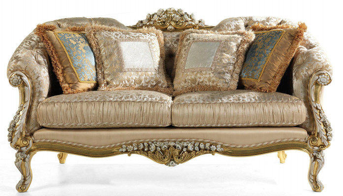 Classic r Beige Chesterfield Two-seater Upholstery 2-Seater Wooden Frame