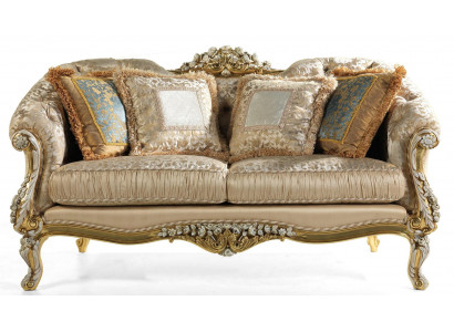 Classic r Beige Chesterfield Two-seater Upholstery 2-Seater Wooden Frame