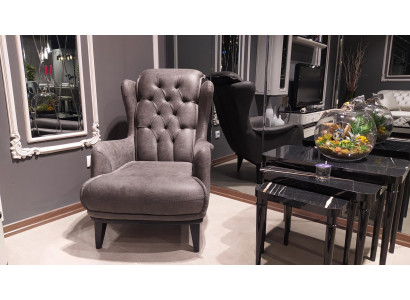 Chesterfield wing chair with side table lounge corner 2 pieces. Armchair sofa