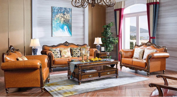 American Sofa set Leather Sofa Couch Upholstery 321 Wood Seater