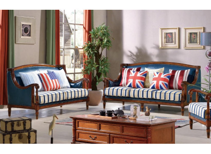 Blue -Brown Sofa set 3+2 Seater Leather Sofas Luxury Couches Living room Suite