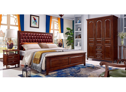 Design classic Beds Furniture Bed 2 Bedside tables 3-piece Bedroom Set