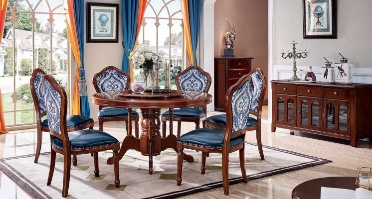 Dining table + 6x Chairs Dining room Set Dining set Table Furniture Design 7pcs