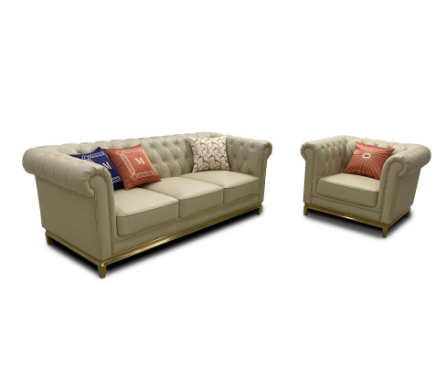 Luxury Sofa Beige Sofa set Sofas Armchair 3+1 Seater Fabric Design