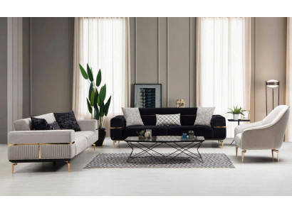 Luxury Sofa set Sofa Upholstery Group Sofas 3+3+1 Seater Armchair 3pcs. Velvet set