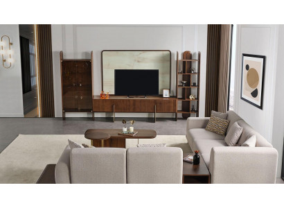 6-piece living room set from Braun wall unit + coffee table and side table new