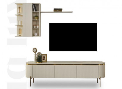 2-piece living room set consists of TV lowboard + wall cabinet with shelf new