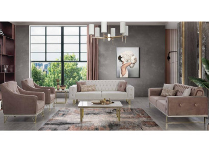 Sofa set Designer Chesterfield Sofa Luxurious Armchair Coffee table 6 pieces