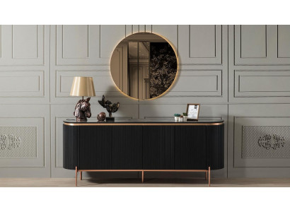 2-piece dining room set consists of a luxurious black sideboard and mirror