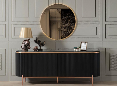 2-piece dining room set consists of a luxurious black sideboard and mirror