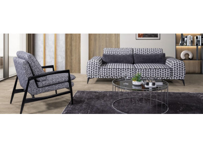 Gray living room textile sofa 3-seater couches luxury lounge armchair 2-piece