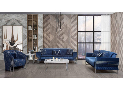 Living room Blue e sofa set designer three-seater armchair coffee table