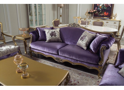 Three-seater sofa 3 seater couches luxury couch velvet baroque rococo purple