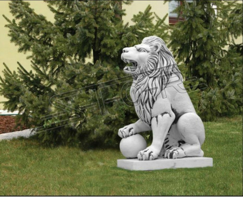 XXL Lion Figure Garden Patio Decoration Antique Style Decorative Stone Sculpture