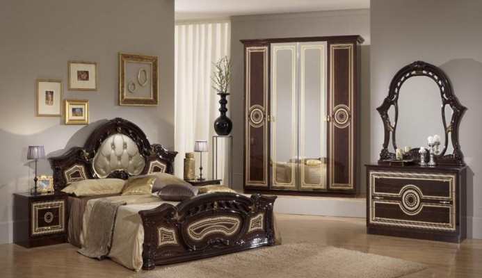 Bedroom Italian Furniture Set Luxury Chesterfield 6-piece. Bed Beds Wardrobe