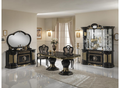 Classic r Design Dining table Table Italian Style Furniture Tables Black Gold