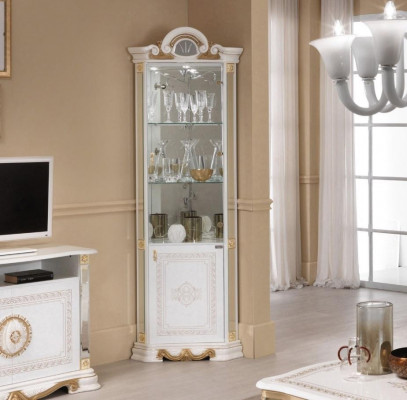 White Corner Display Cabinet Glass Cabinet Showcases Cabinets Shelf Italian Furniture