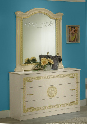 Mirror Chest of drawers Wardrobe Chests of drawers Bedroom Set Wood Classic r Style 2pcs.