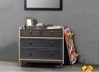 Youth Room Chest of drawers with Mirror Luxury Console Chests of drawers Furniture Blue