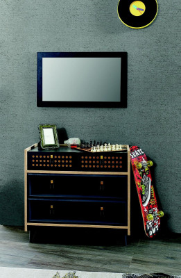 Youth Room Chest of drawers with Mirror Luxury Console Chests of drawers Furniture Blue