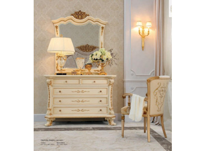 Sideboard Chest of drawers Mirror Cabinets Wood Beige Set Bedroom Luxury