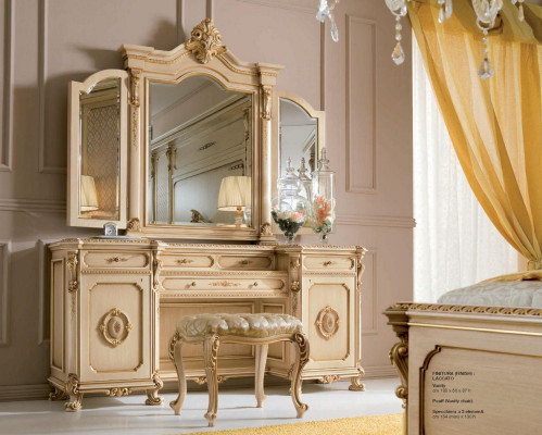 Dressing table Console tables with Mirror Console Wood Luxury Beige Baroque