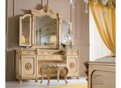 Dressing table Console tables with Mirror Console Wood Luxury Beige Baroque