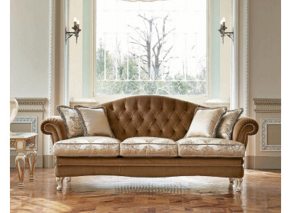 Three Seater Sofa 3 Seater Chesterfield Sofas Fabric Luxury Brown Baroque