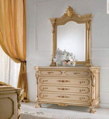 Group Chest of drawers Mirror Sideboard Set Cabinets Bedroom Beige 2pcs