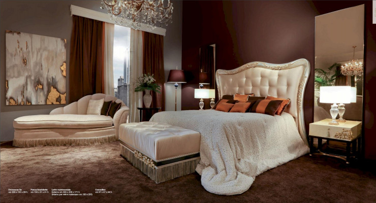 Bed Double bed Chesterfield Fabric Luxury Beds Wood Bedroom