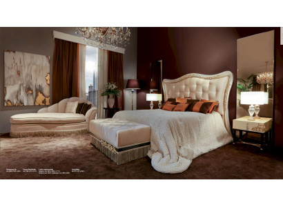 Bed Double bed Chesterfield Fabric Luxury Beds Wood Bedroom