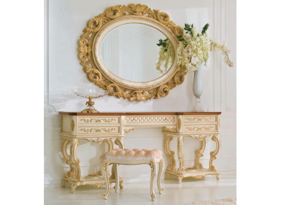 Wall mirror Mirror Luxury Wood Gold Baroque Bedroom Oval 154x127