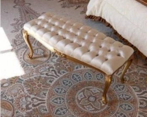 Luxury Stool Chesterfield Side Stool Gold Bedroom Fabric Beige