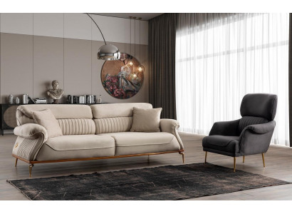 Modern Living room Set Consists of 3-Seater Sofa and Armchair Novelty