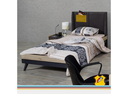 Bed Wood Beds Bed frame Youth room Childrens room Black single bed