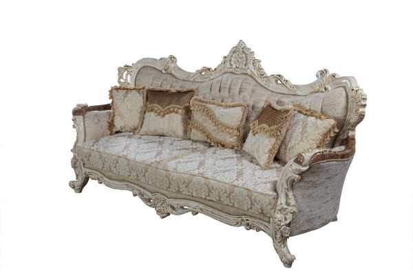 Chesterfield Baroque Three Seater Couch Furniture Couches Fabric Gold Sofa