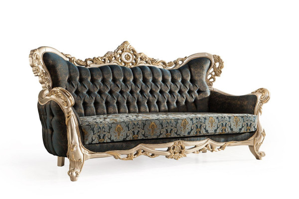 Baroque Three Seater Chesterfield Couch Furniture Sofa Couches Fabric Gold