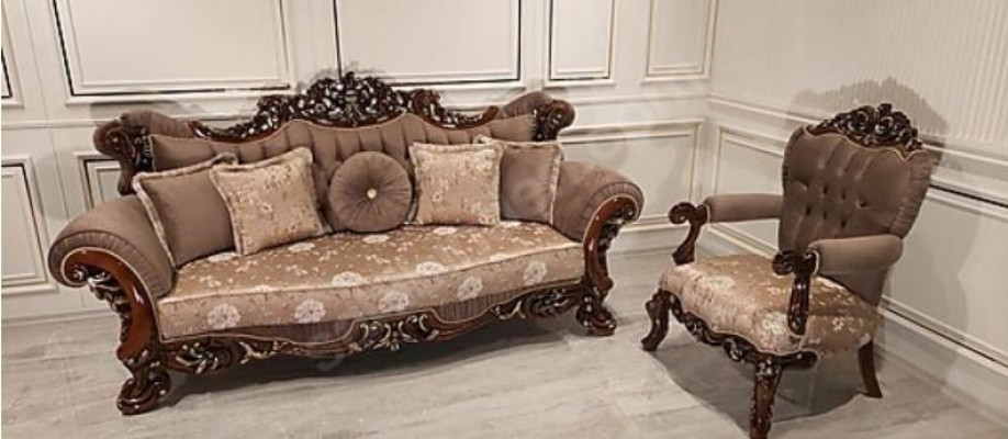 Baroque Three Seater Chesterfield Couch Furniture Sofa Couches Fabric Brown